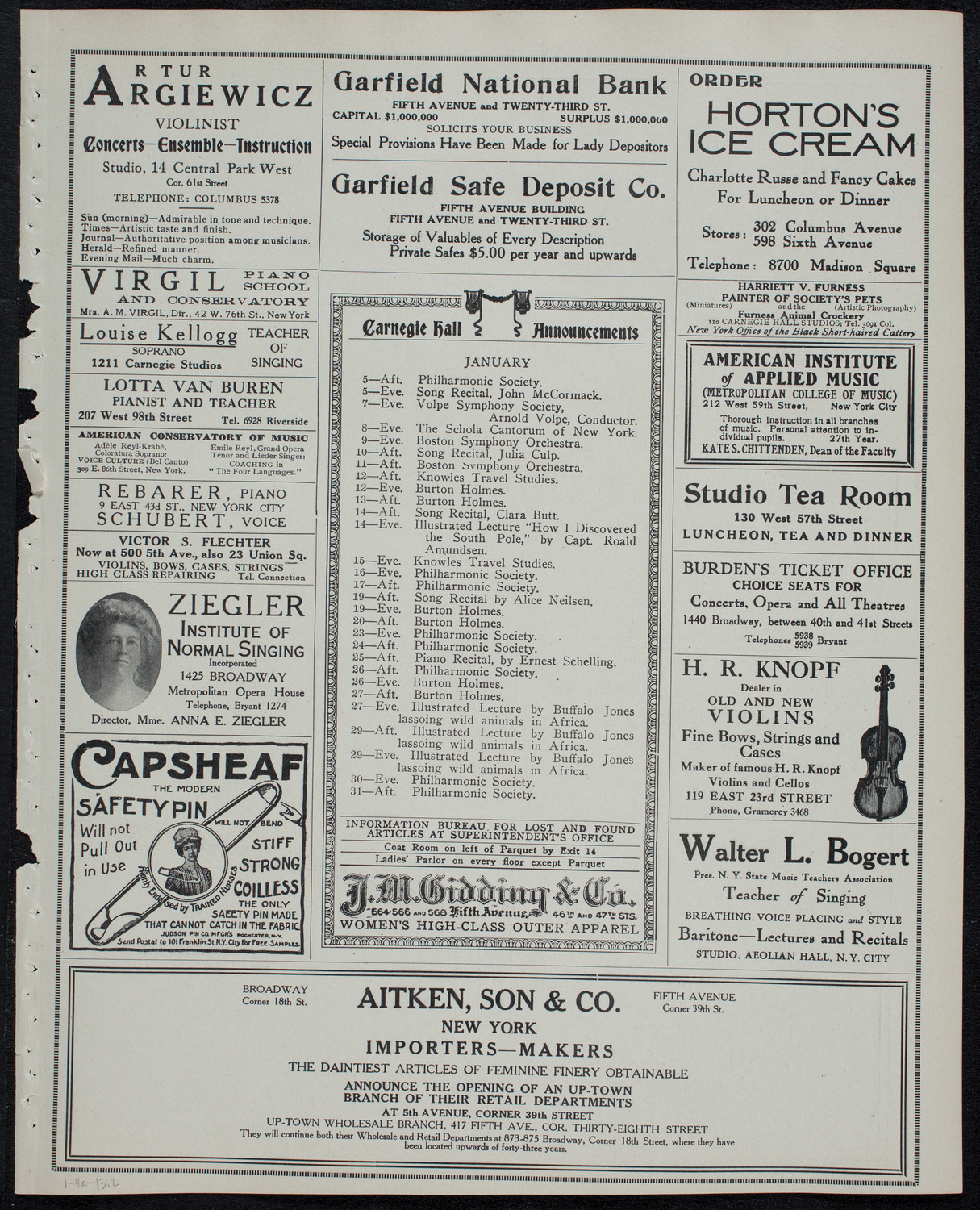 Symphony Concert for Young People: Junior and Senior Orchestras of the Music School Settlement, January 4, 1913, program page 3