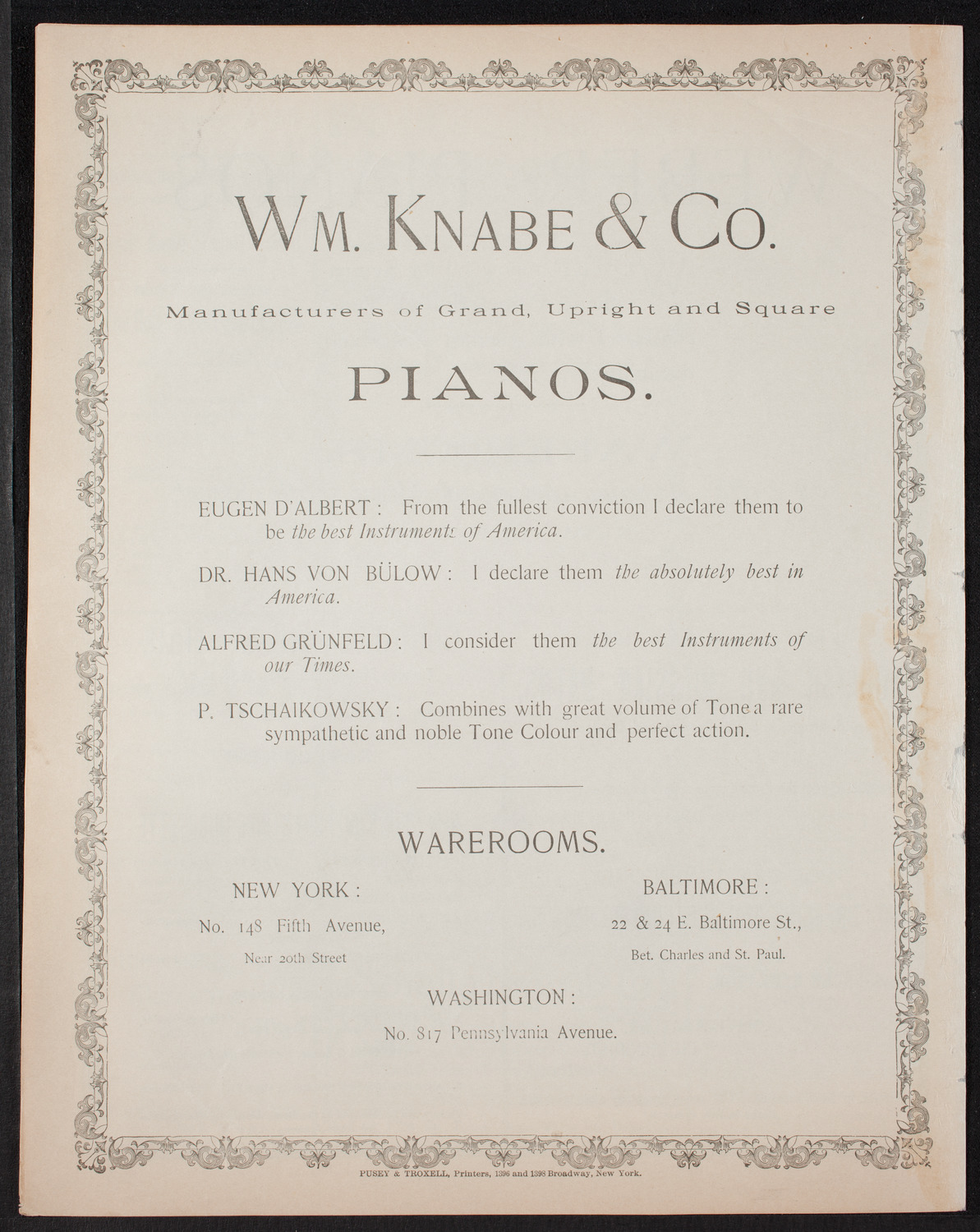 Damrosch Sunday Concert, January 8, 1893, program page 8