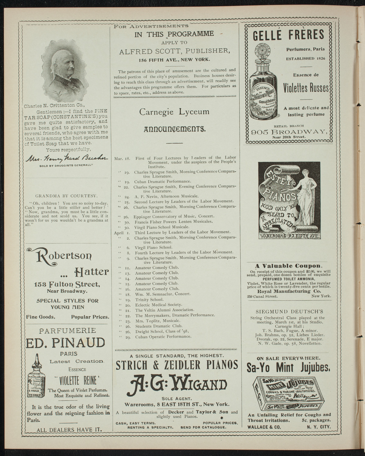 Grand Instrumental Illustration: The Niebelungen Lied and The Wagner Operas, March 16, 1898, program page 2