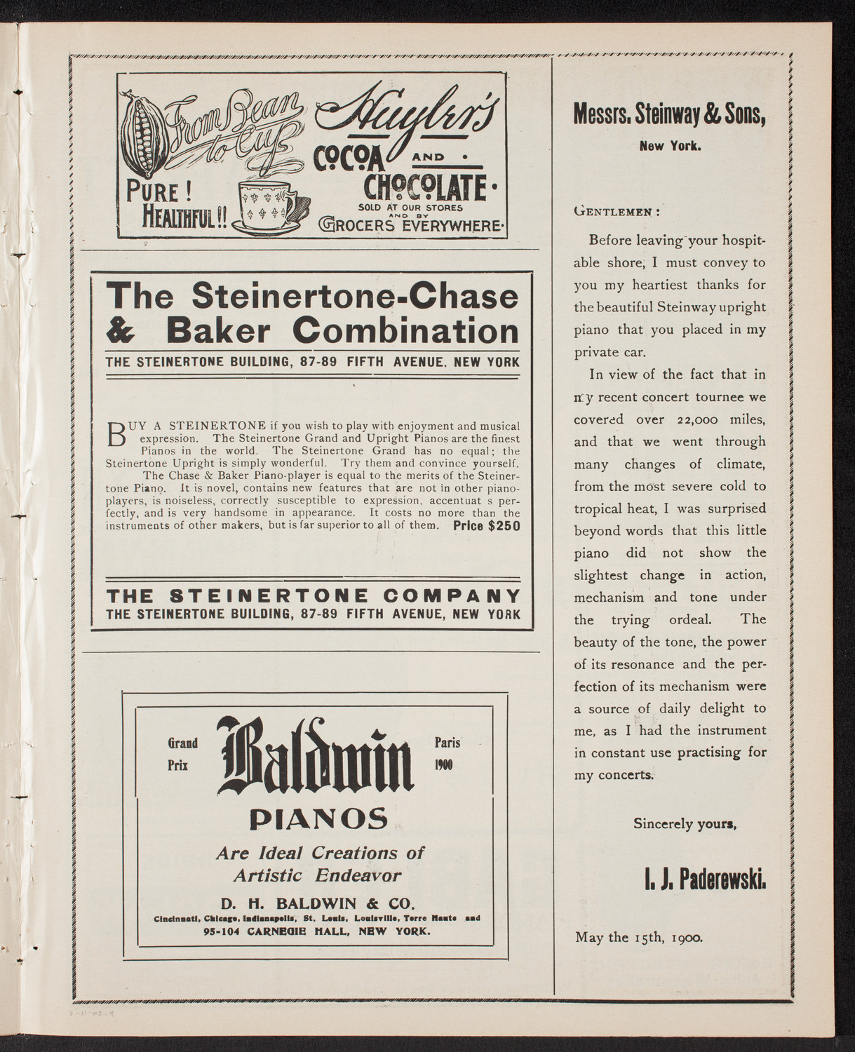 Wetzler Symphony Orchestra with Fritz Kreisler, March 11, 1902, program page 7