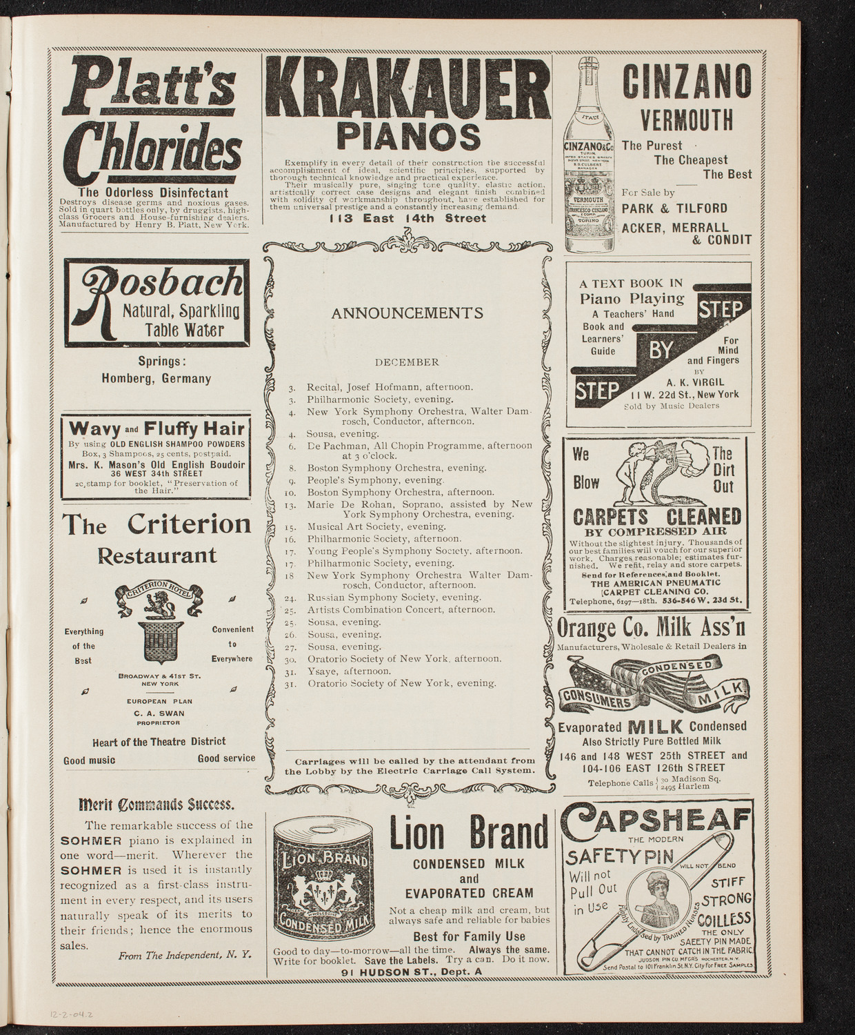 New York Philharmonic, December 2, 1904, program page 3