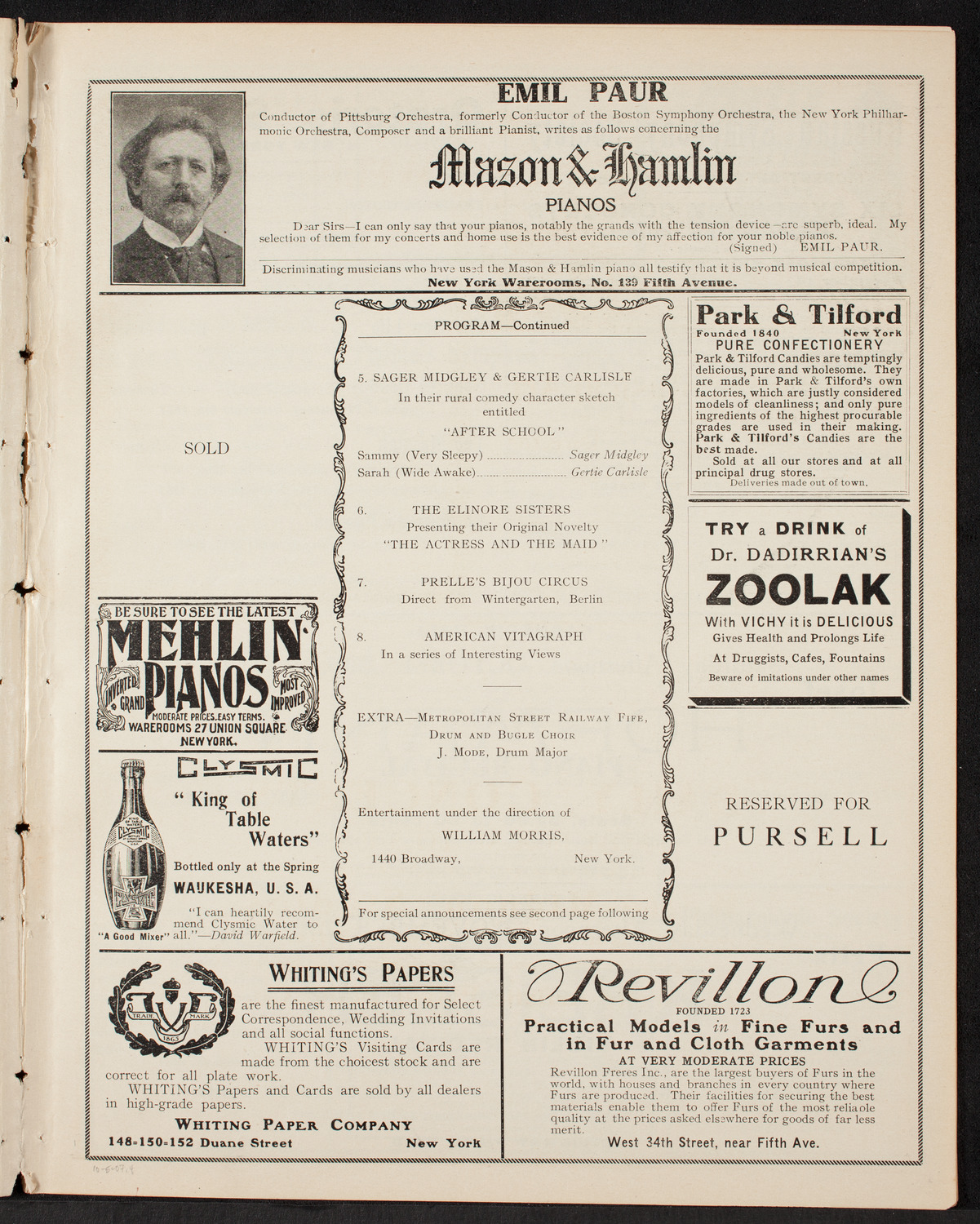 Meeting: Metropolitan Street Railway Association, October 5, 1907, program page 7