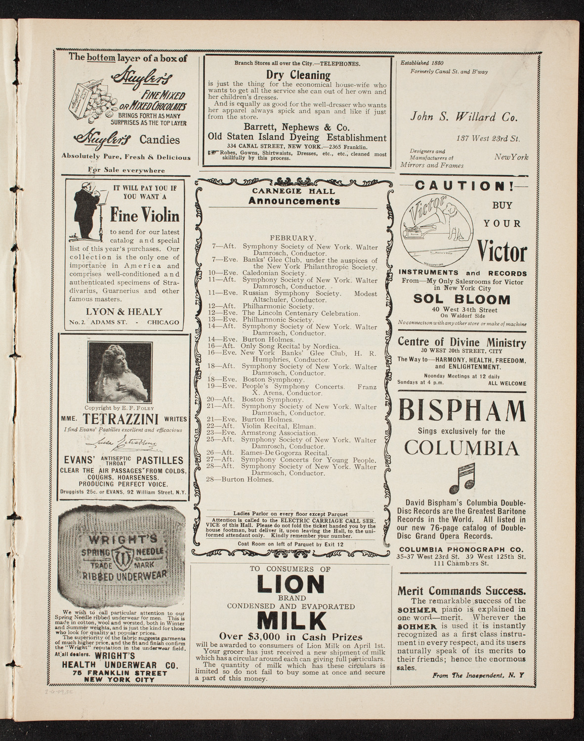German Liederkranz, February 6, 1909, program page 3