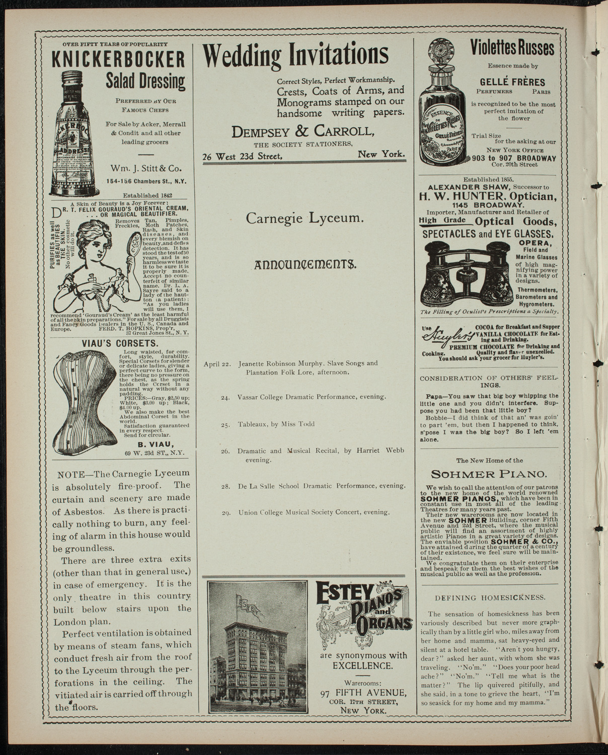 Students' Dramatic Club, April 18, 1899, program page 2