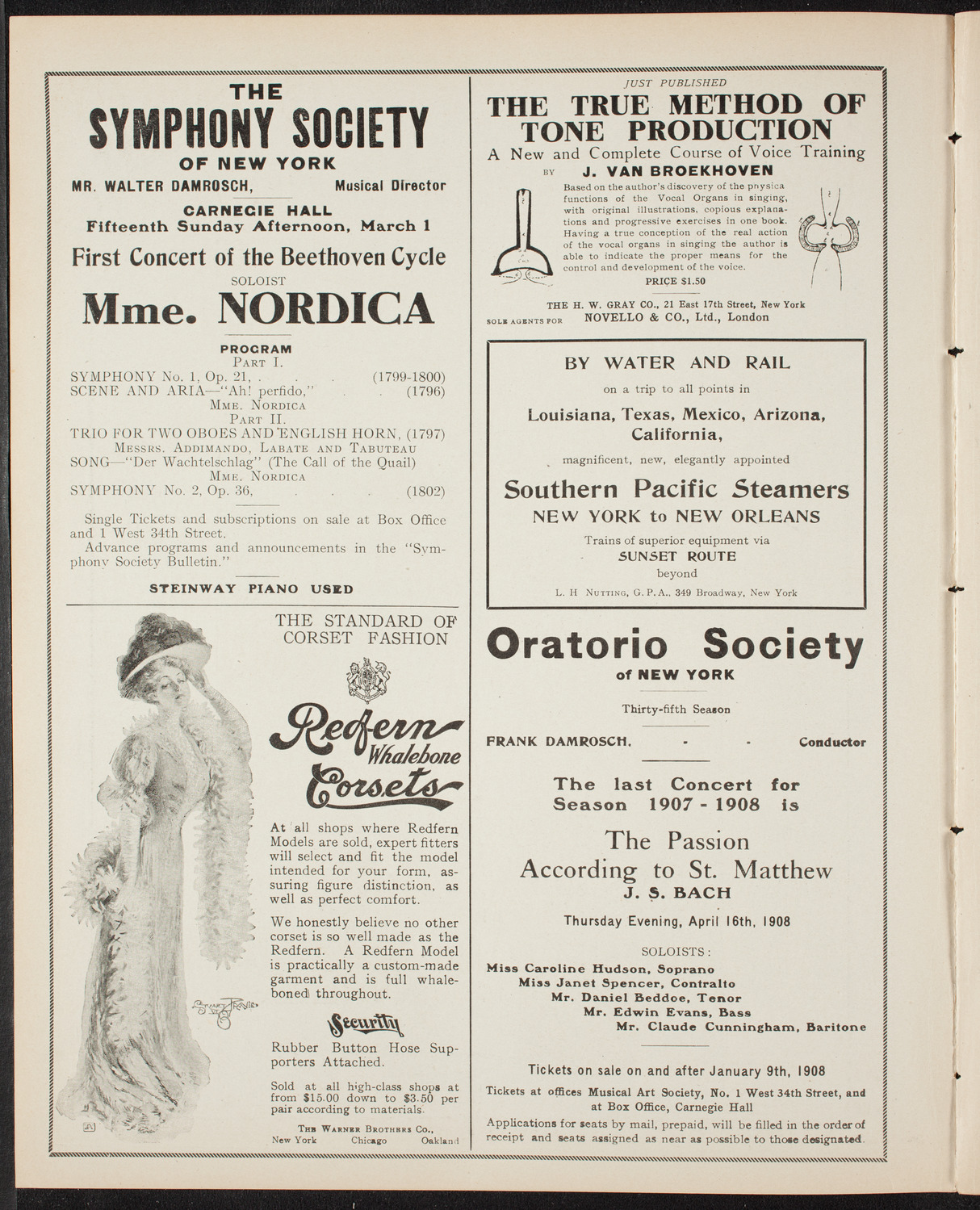 New York Banks' Glee Club, February 27, 1908, program page 2