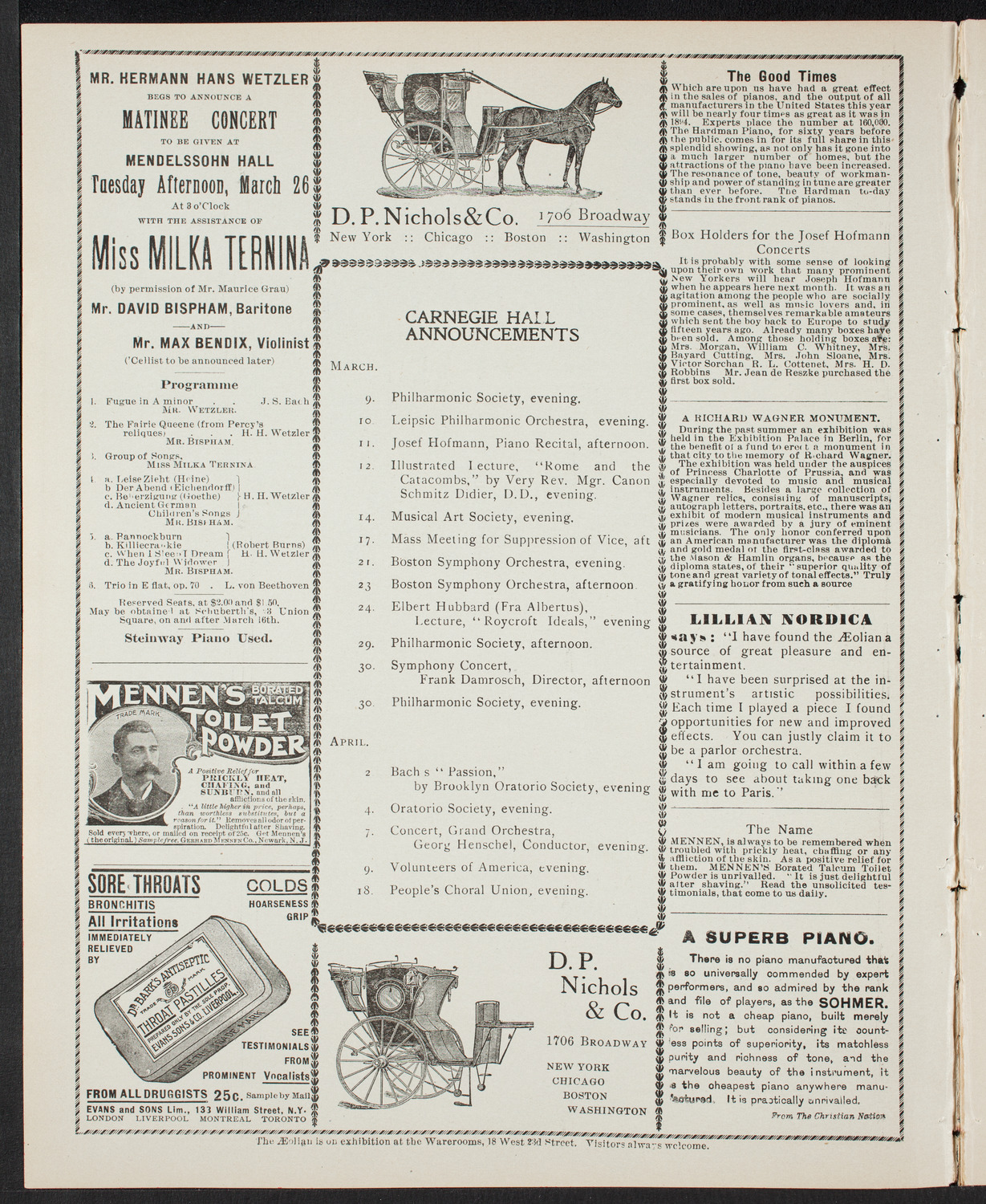 New York Philharmonic, March 8, 1901, program page 2