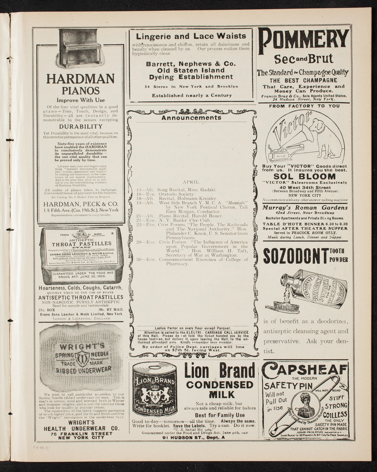 People's Choral Union, April 8, 1908, program page 3