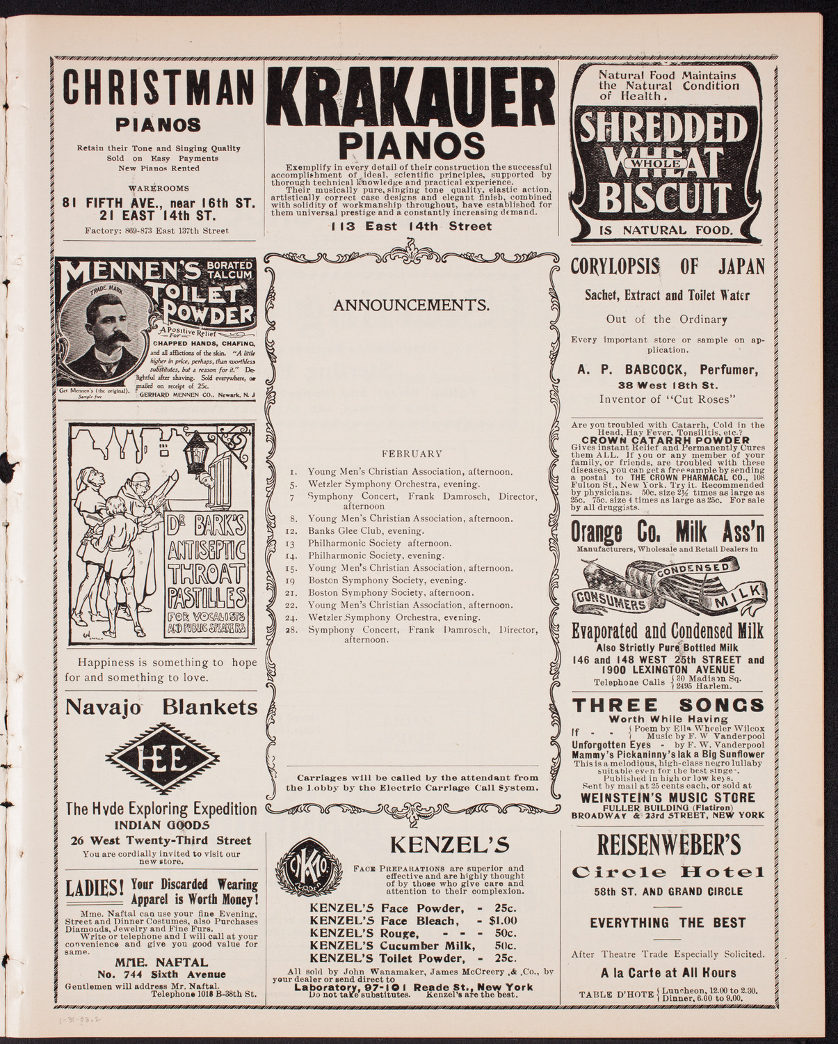 New York Philharmonic, January 31, 1903, program page 3