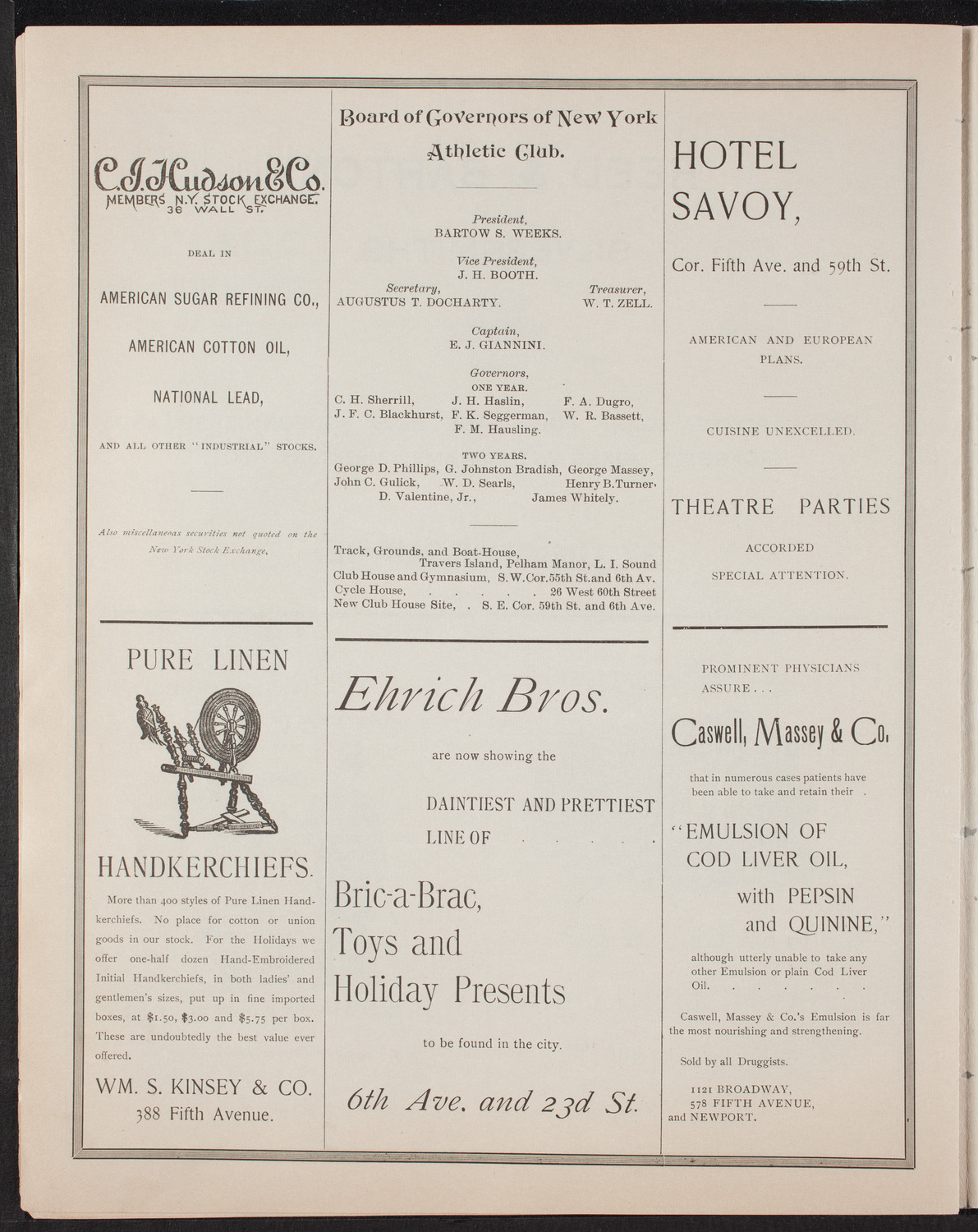 New York Athletic Club Minstrel Show, November 30, 1892, program page 12
