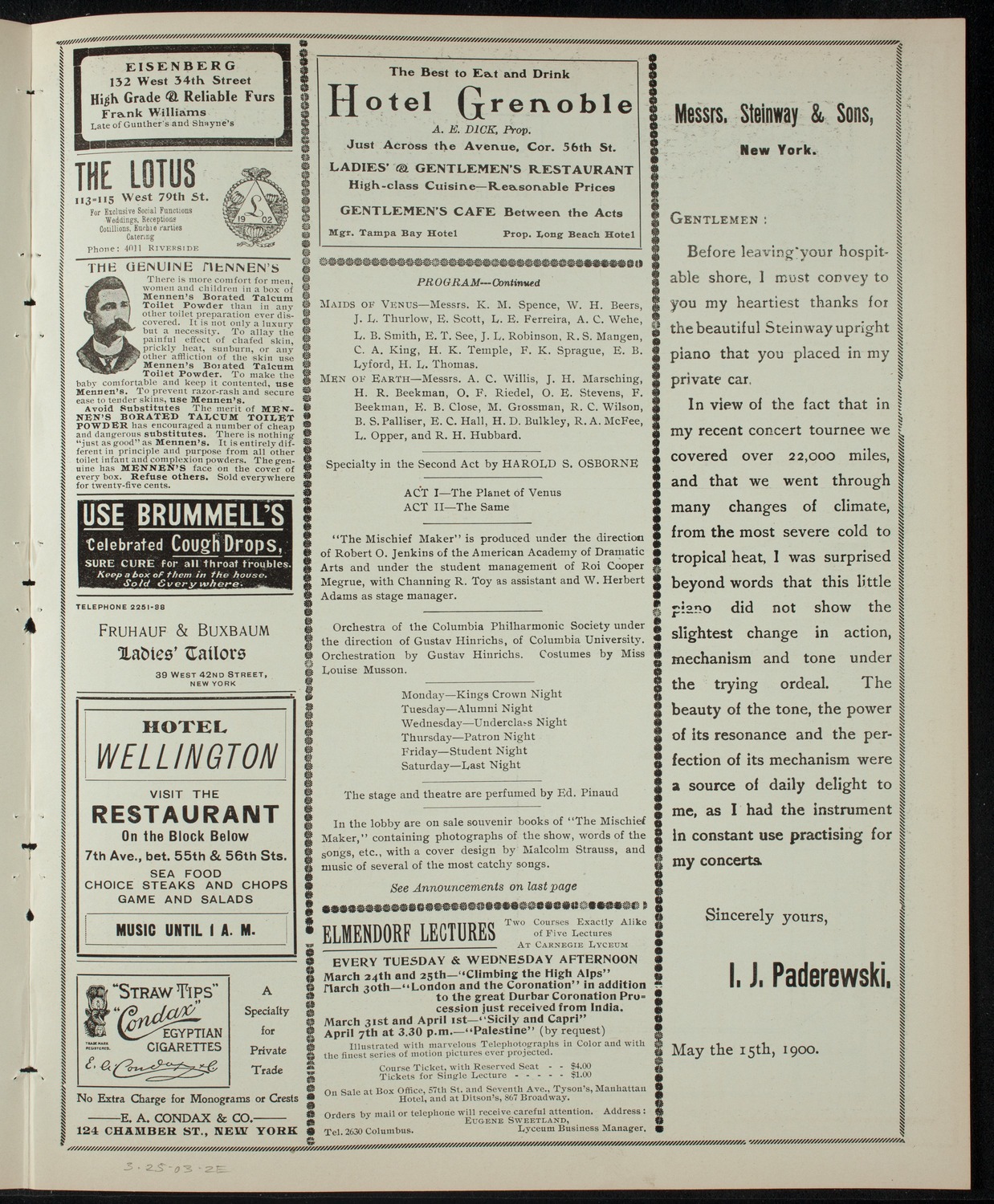 Columbia Varsity Show 1903, March 25, 1903, program page 3