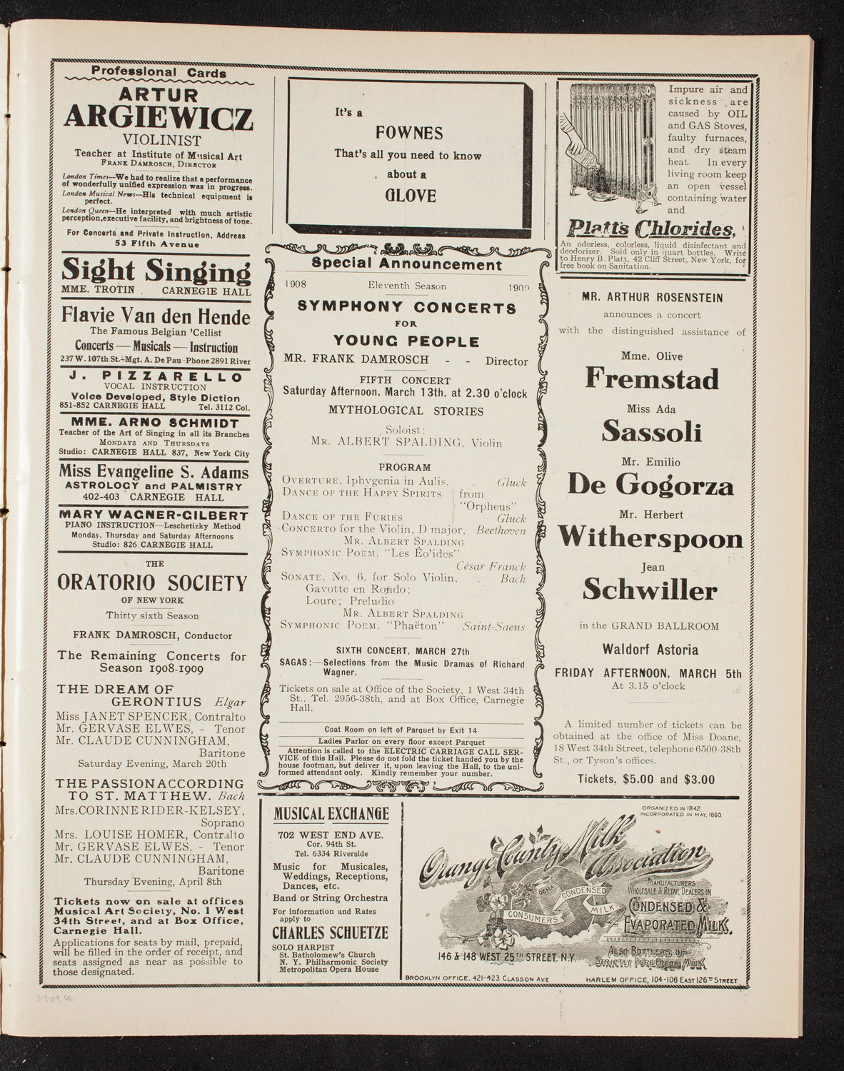 Ludwig Wüllner, Baritone, March 4, 1909, program page 9