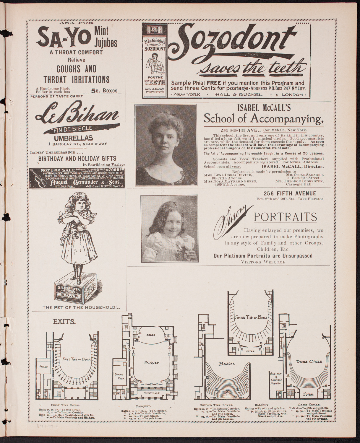 Kaltenborn Orchestra, November 19, 1899, program page 3