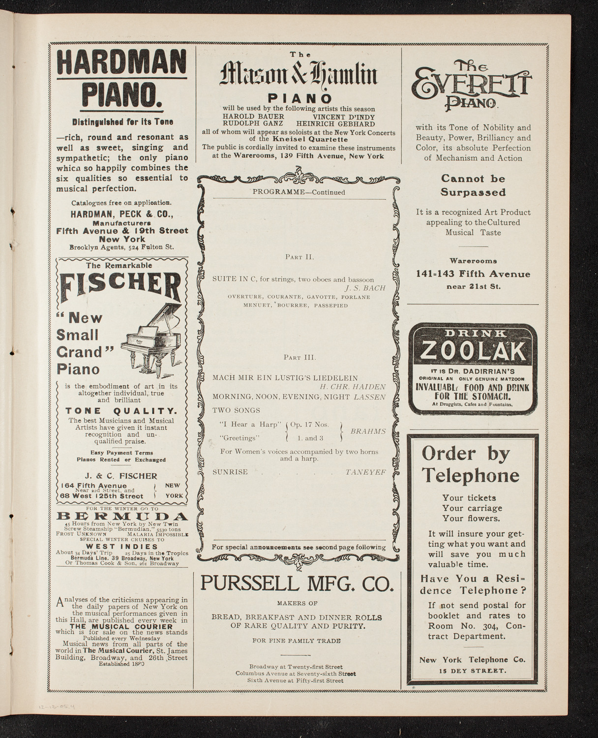 Musical Art Society of New York, December 14, 1905, program page 7