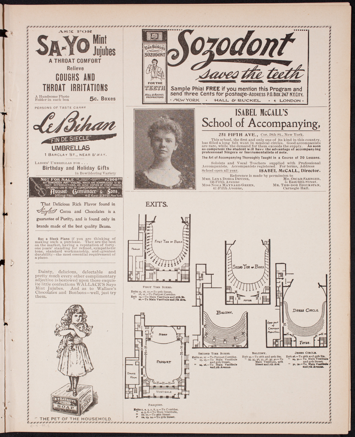 Kaltenborn Orchestra, November 5, 1899, program page 3