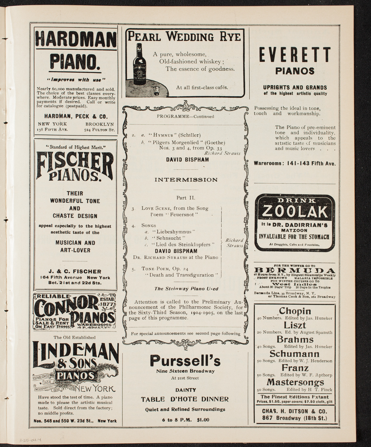 Richard Strauss with New York Philharmonic, March 25, 1904, program page 7