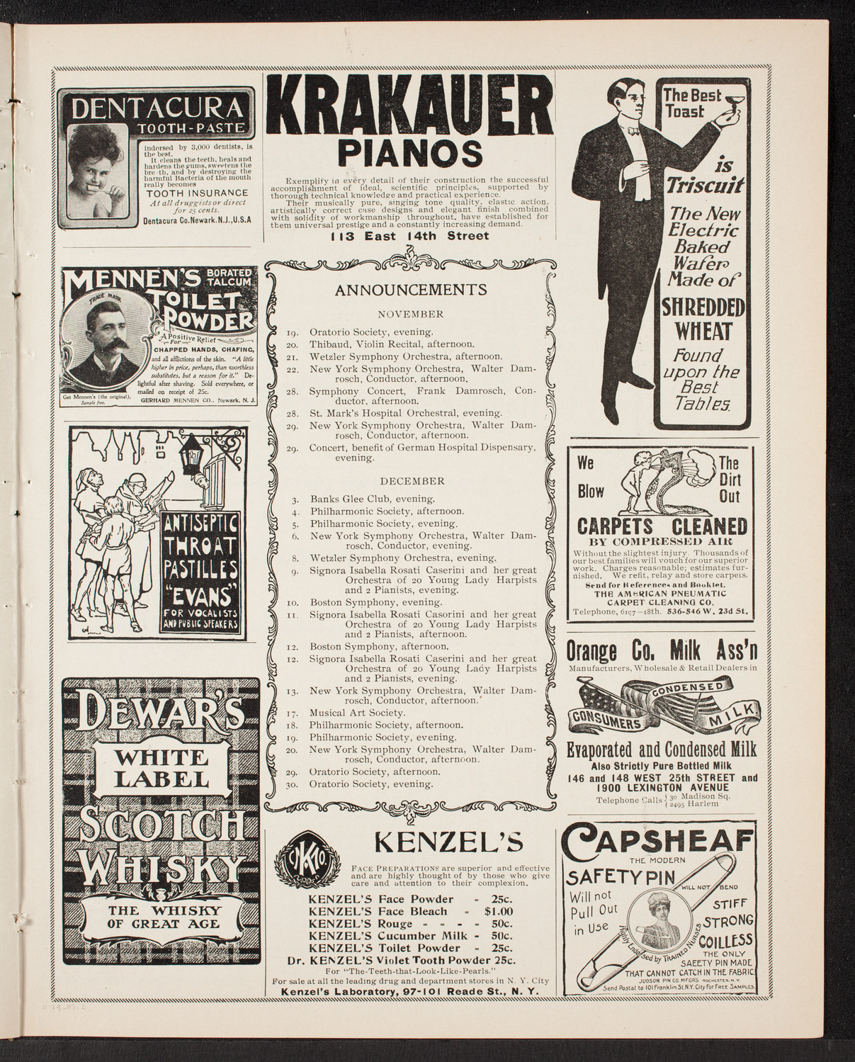 Maurice Kaufmann with New York Symphony Orchestra, November 18, 1903, program page 3