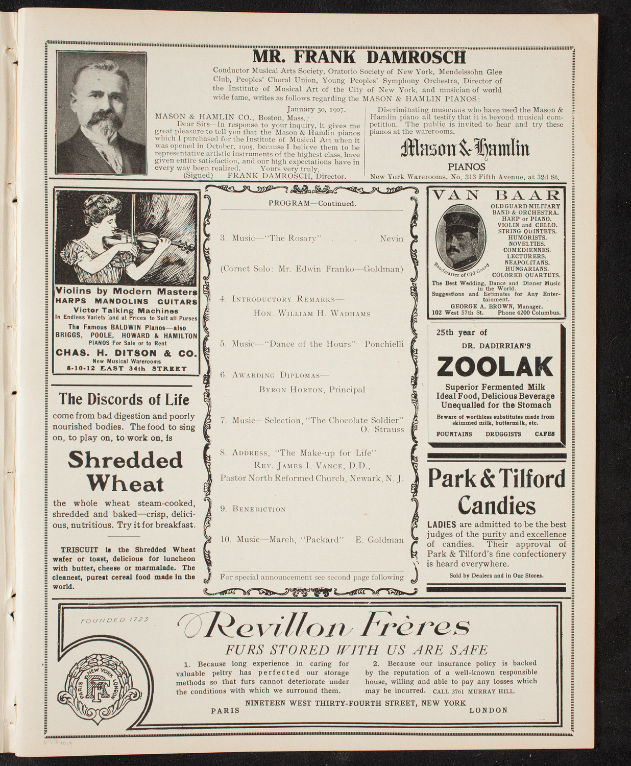 Graduation: Packard Commercial School, May 23, 1910, program page 7