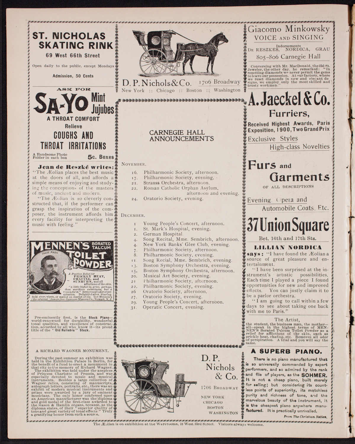 Ossip Gabrilowitsch, Piano, with Orchestra, November 12, 1900, program page 2