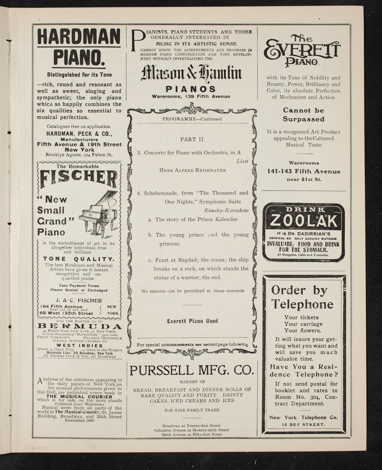New York Symphony Orchestra, November 14, 1905, program page 7