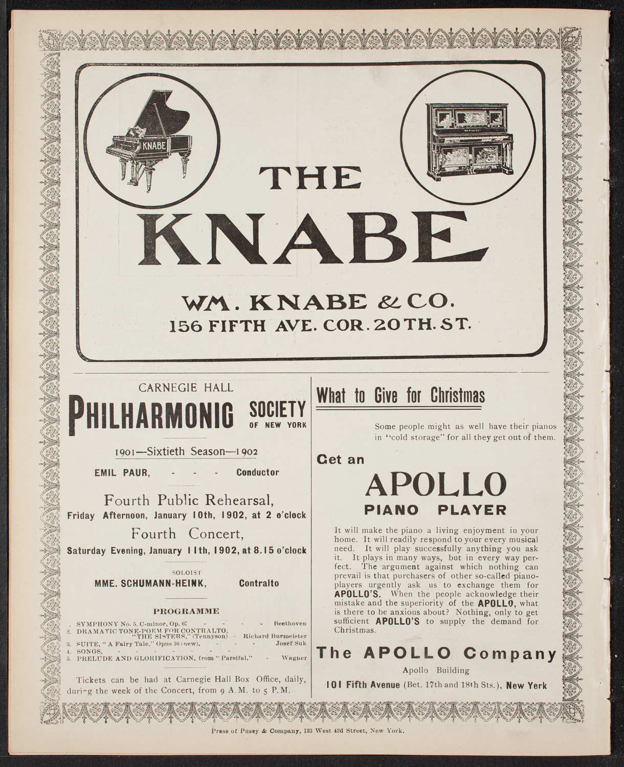 New York Philharmonic, December 20, 1901, program page 10