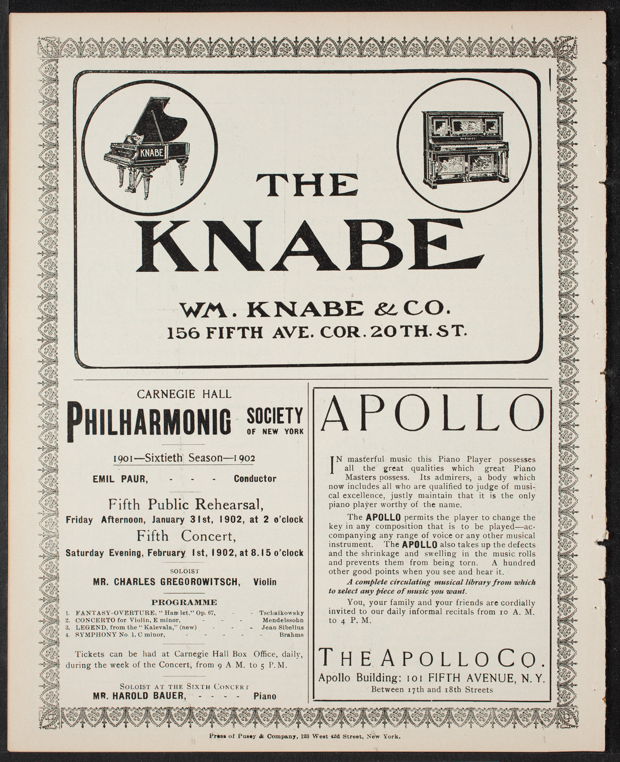 New York Philharmonic, January 11, 1902, program page 10