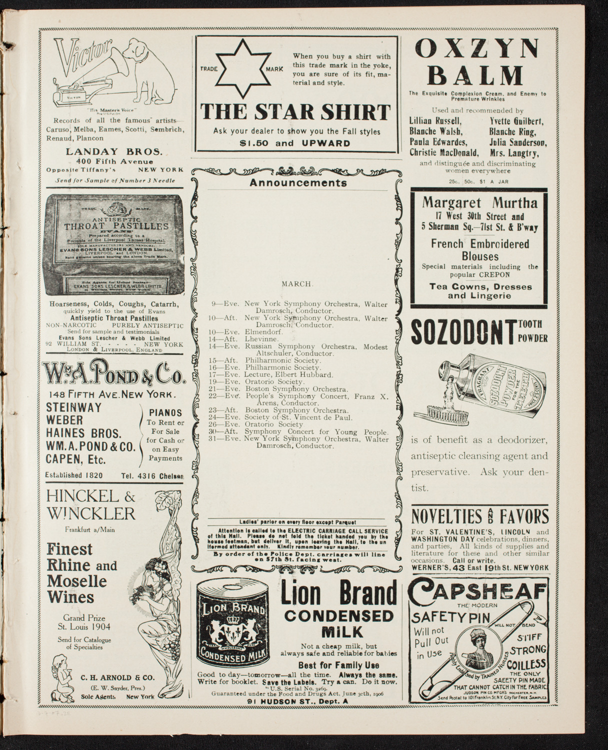 Musical Art Society of New York, March 7, 1907, program page 3