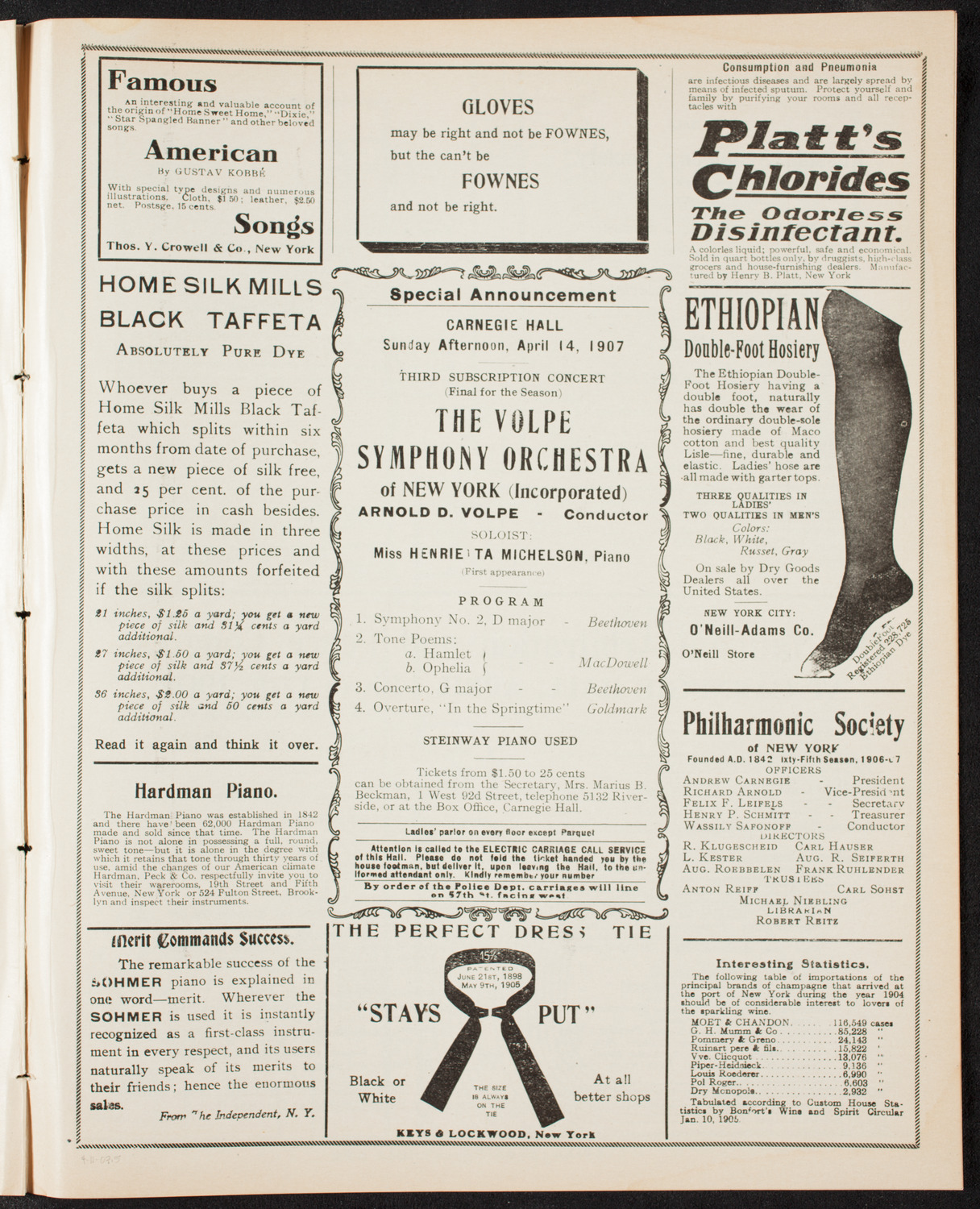 New York Banks' Glee Club, April 11, 1907, program page 9