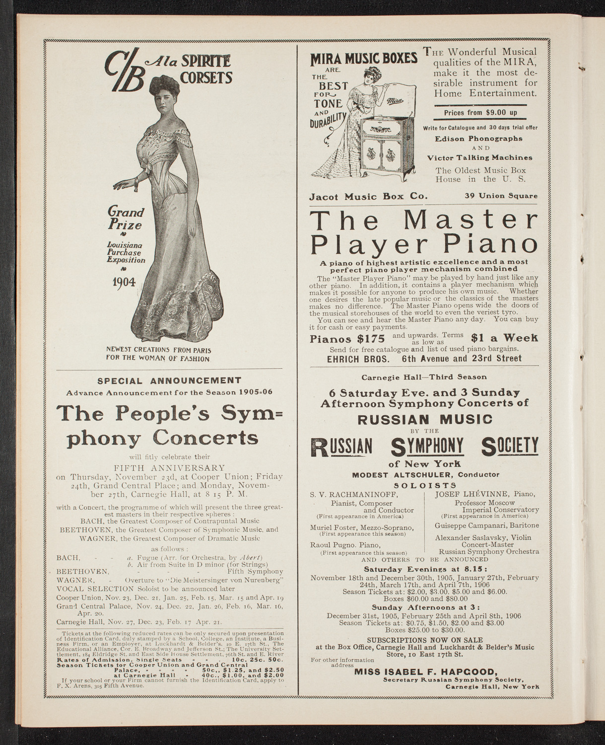 Boston Symphony Orchestra, November 9, 1905, program page 8