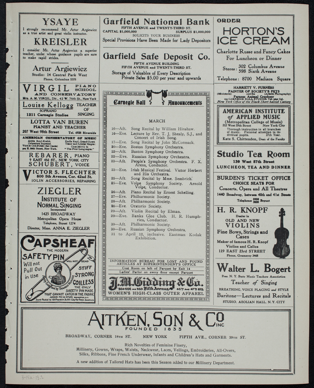 Symphony Concert for Young People, March 15, 1913, program page 3