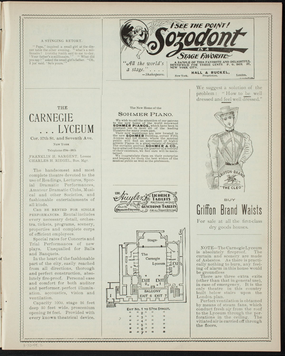 Powers-Mannes Lenten Musicale/ Wednesday Morning Musicale, March 30, 1898, program page 3