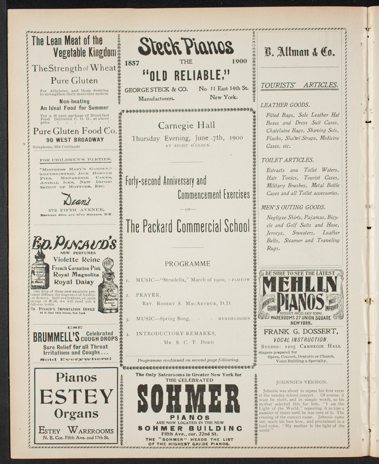 Graduation: The Packard Commercial School, June 7, 1900, program page 4