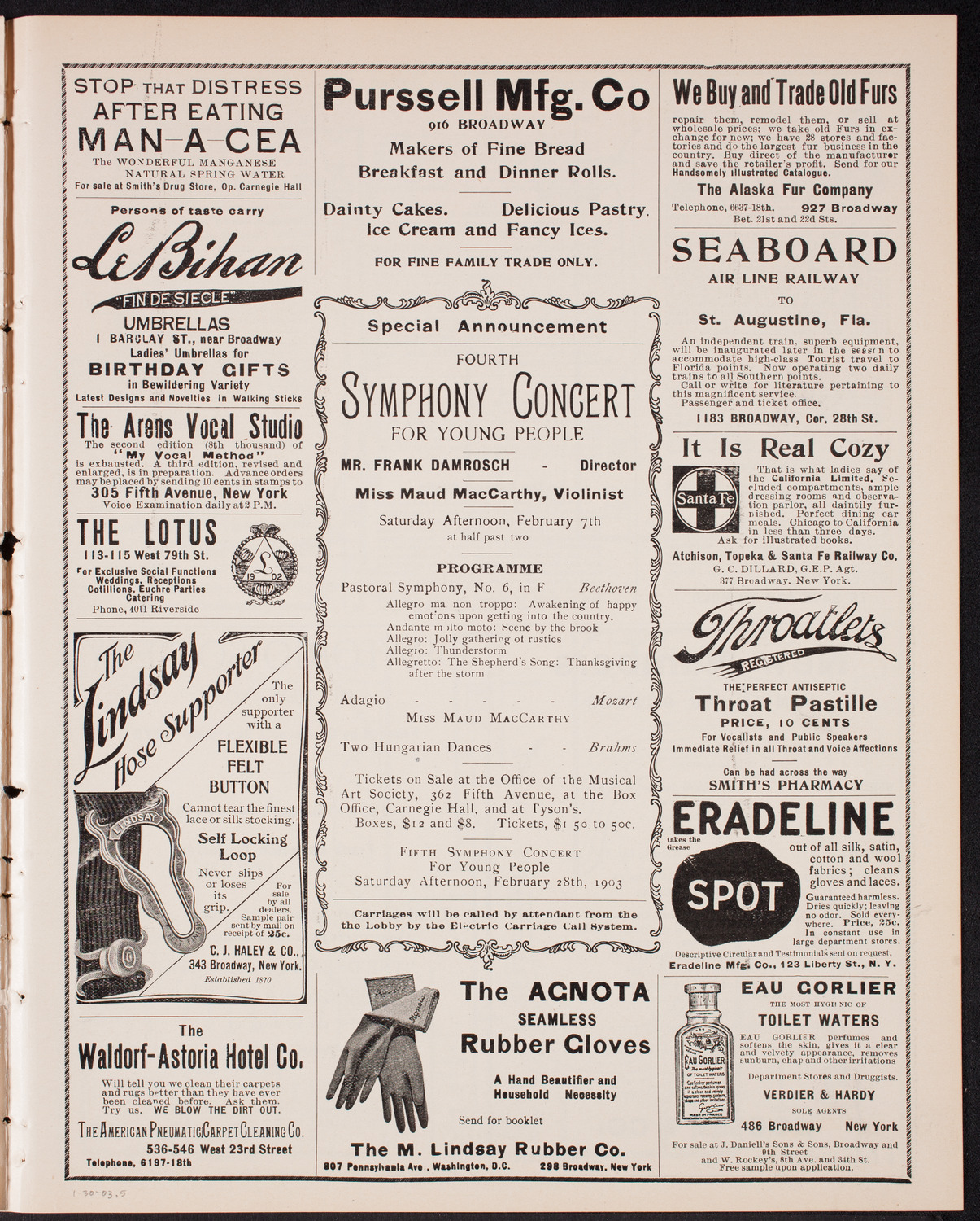 New York Philharmonic, January 30, 1903, program page 9