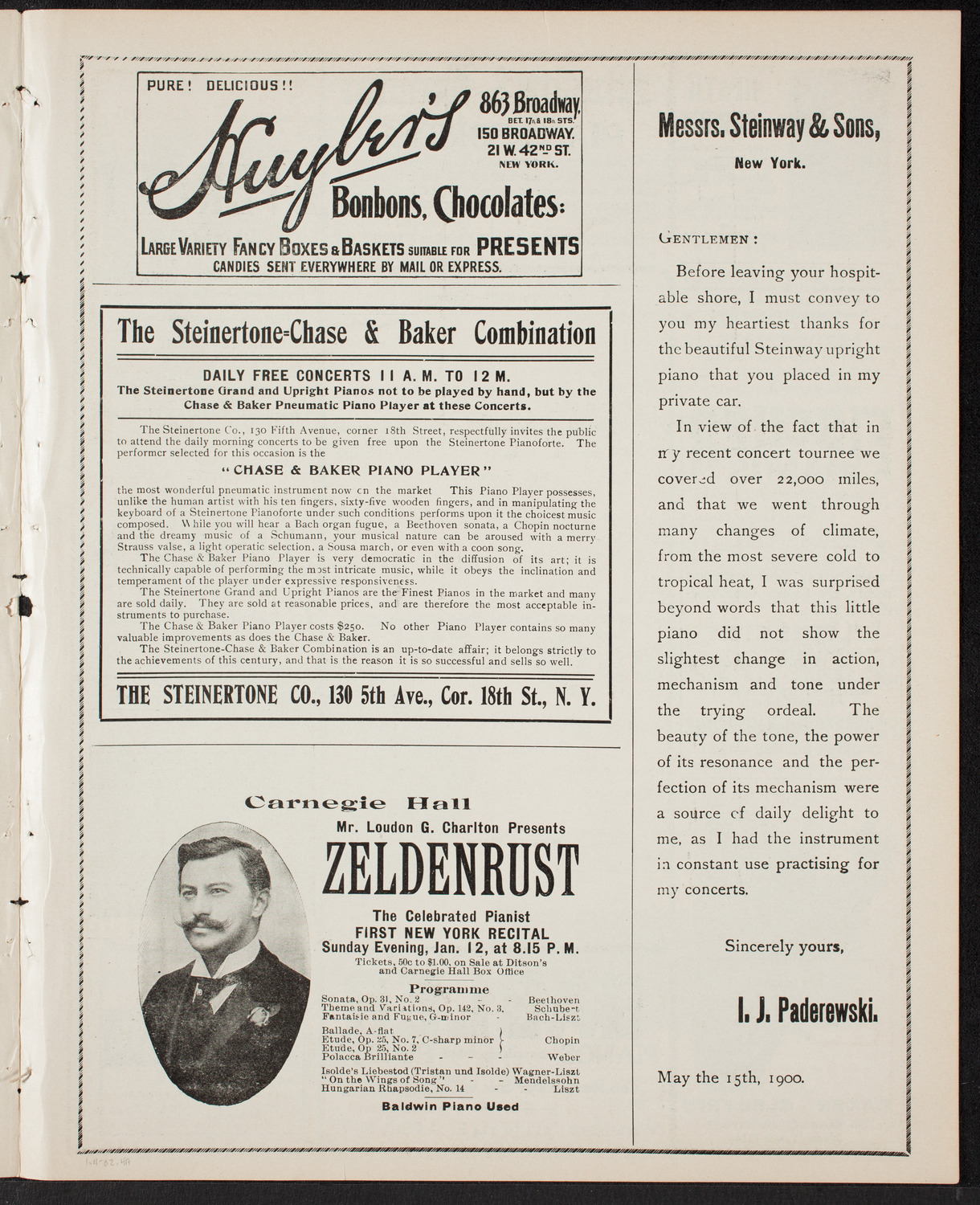 Jan Kubelik, Violin, with Maria-Victoria Torrilhon, Piano, January 11, 1902, program page 7