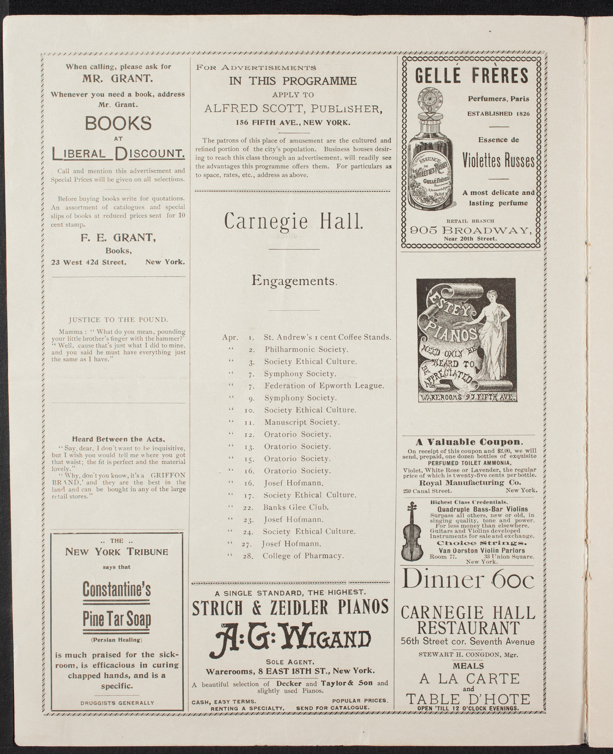 New York Philharmonic, April 1, 1898, program page 2