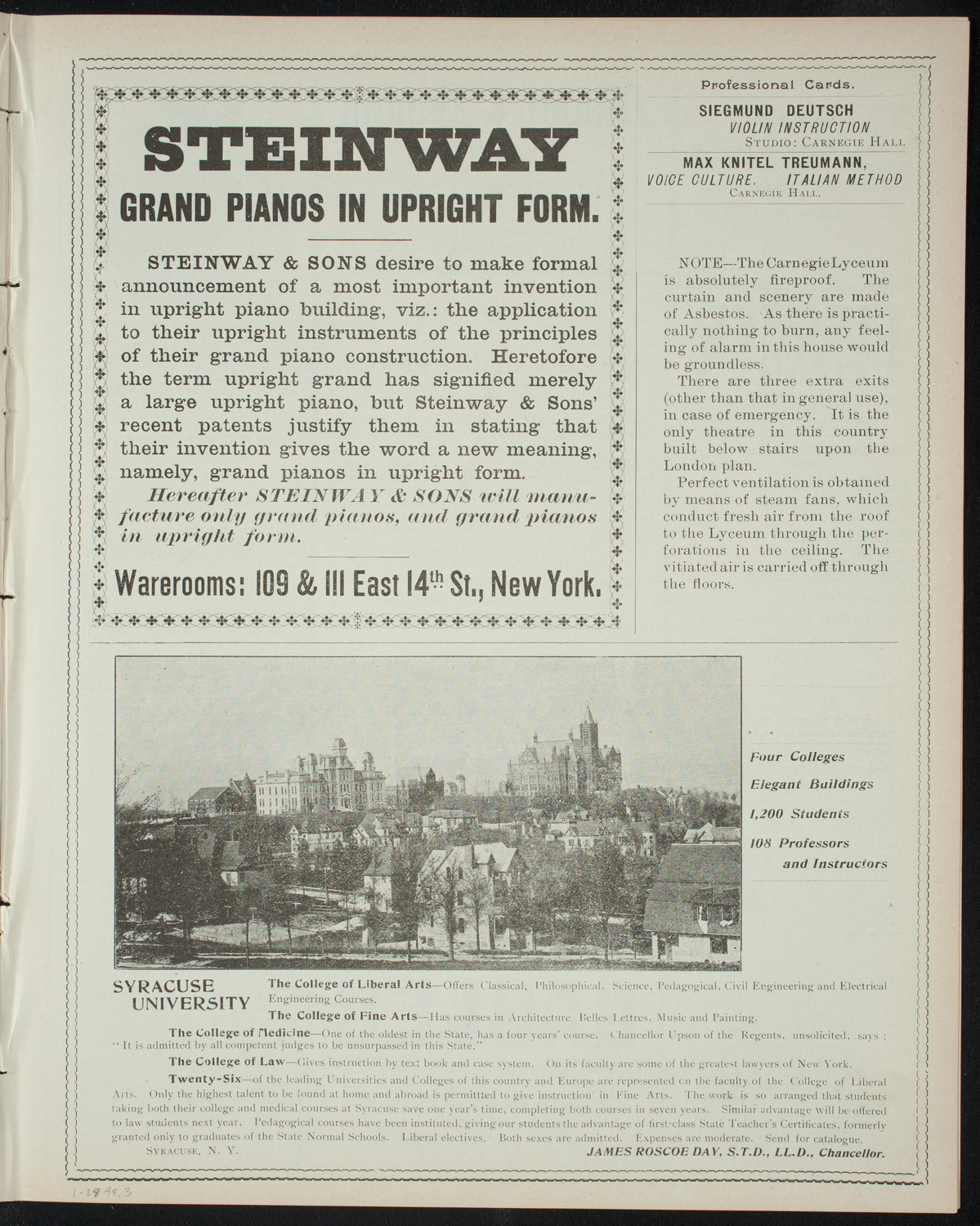 Garrick Amateurs, January 28, 1898, program page 5