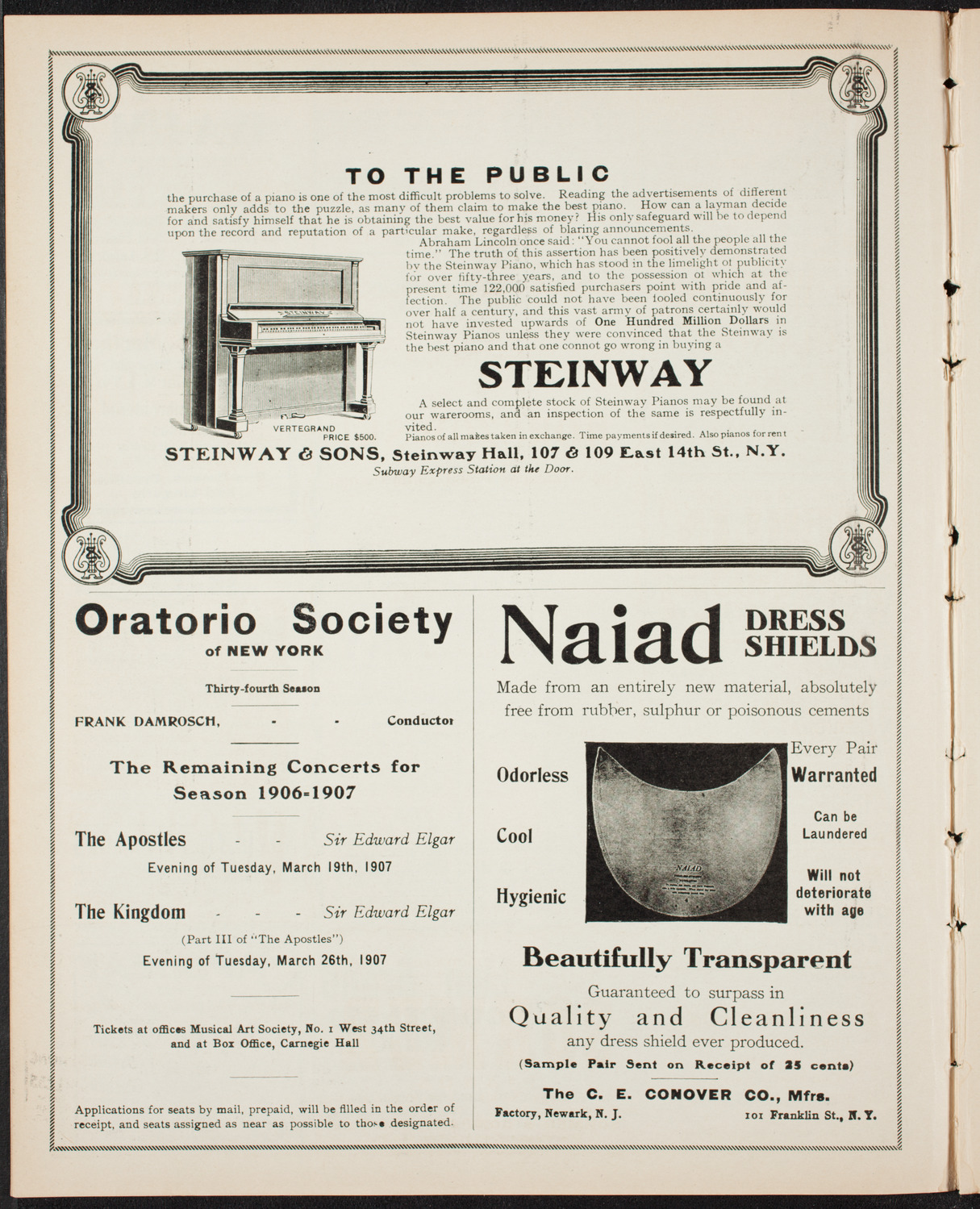 Mieczyslaw Horszowski, Piano, December 30, 1906, program page 4