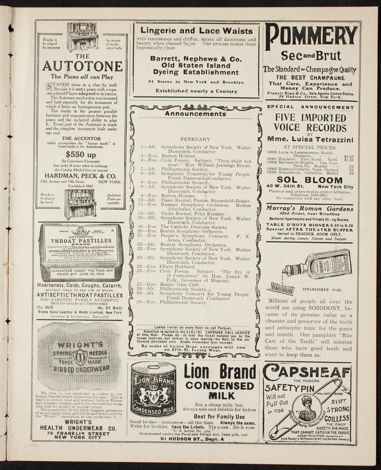 New York Symphony Orchestra, February 1, 1908, program page 3