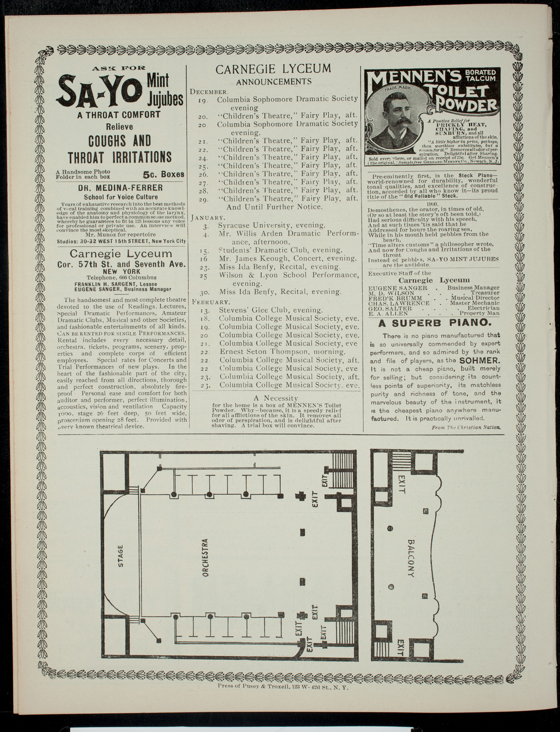 Columbia Sophomore Dramatic Society, December 19, 1900, program page 6