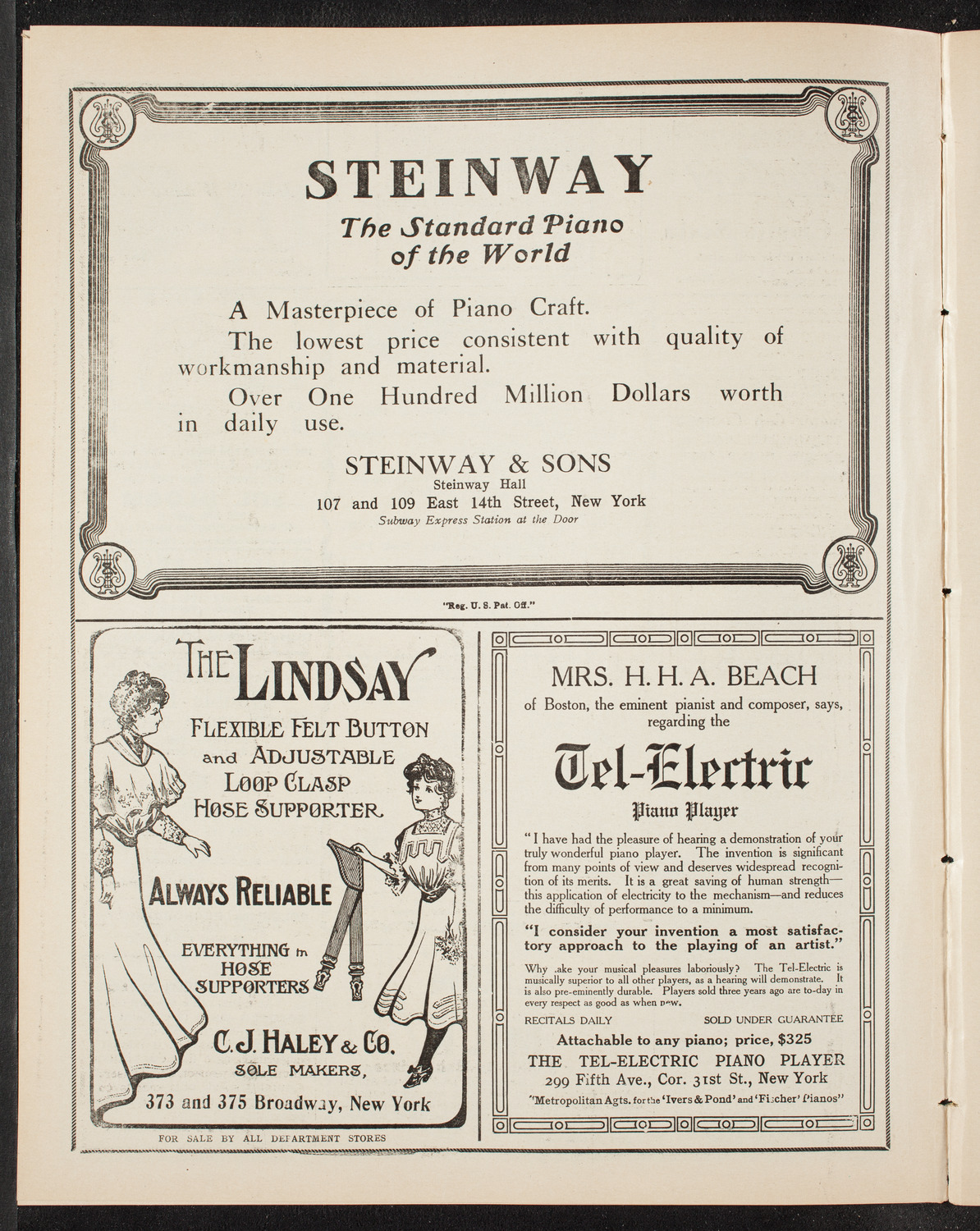 Cantors' Association of America, March 21, 1909, program page 4