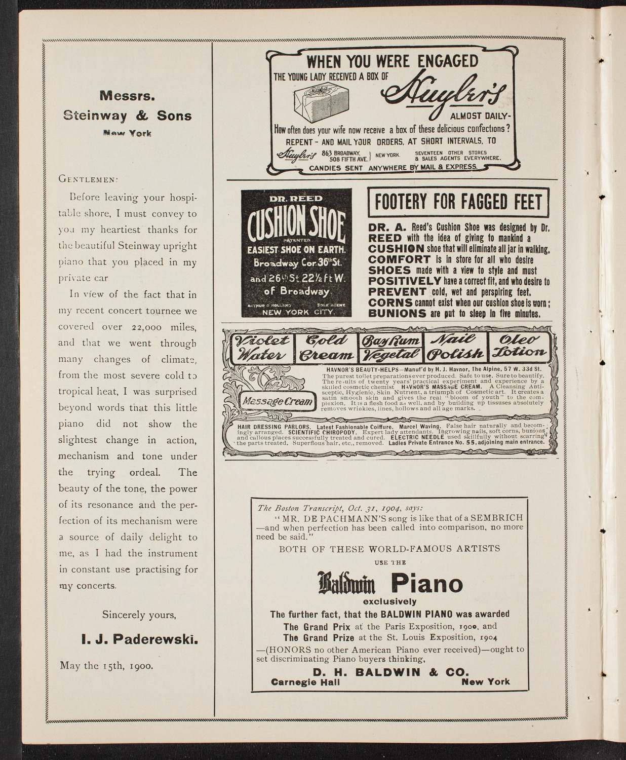 New York Philharmonic, March 25, 1905, program page 4