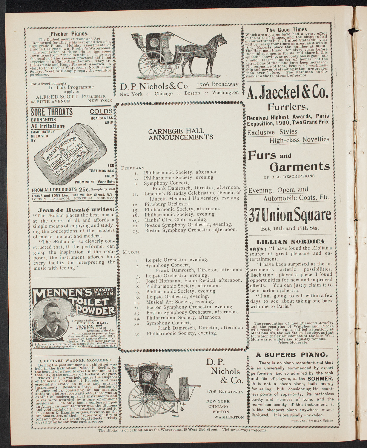Lecture by Winston Churchill, January 31, 1901, program page 2