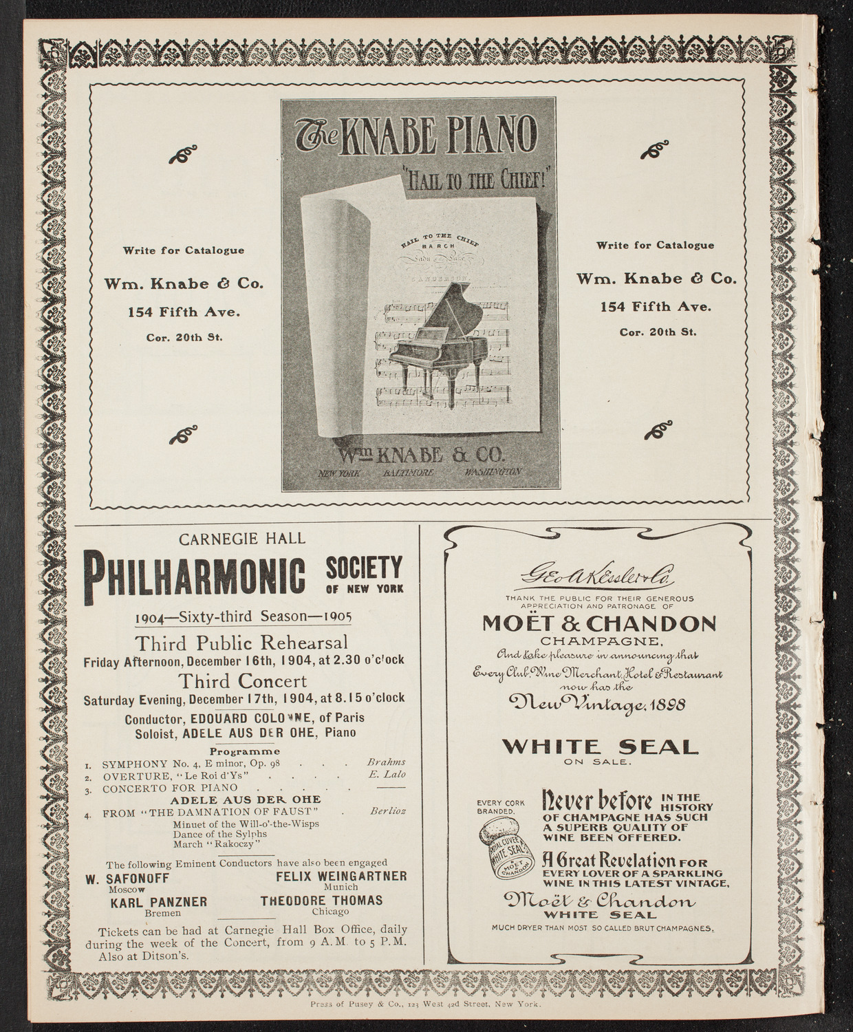 Josef Hofmann, Piano, December 3, 1904, program page 12