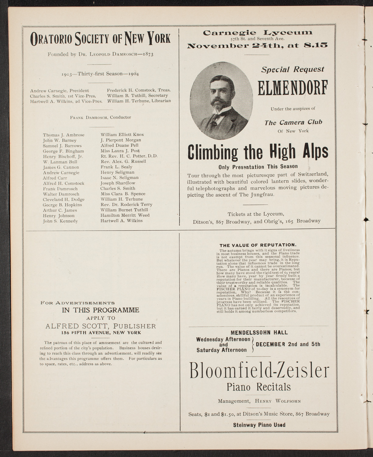 Oratorio Society of New York, November 19, 1903, program page 10