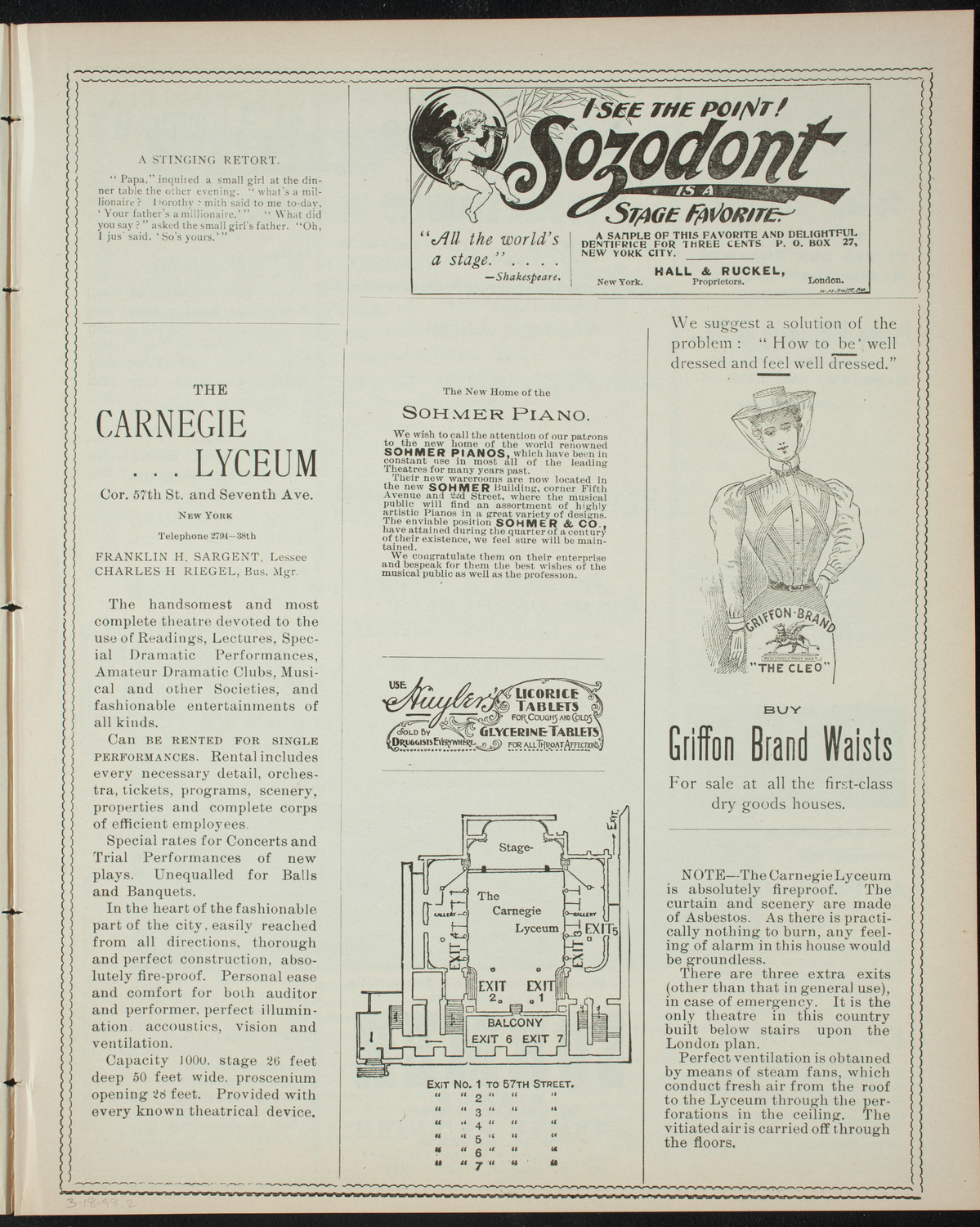 The People's Institute/ Lecture: Labor Problems, March 18, 1898, program page 3
