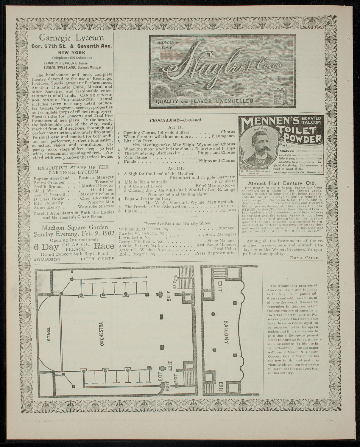 Columbia University Varsity Show, February 10, 1902, program page 4