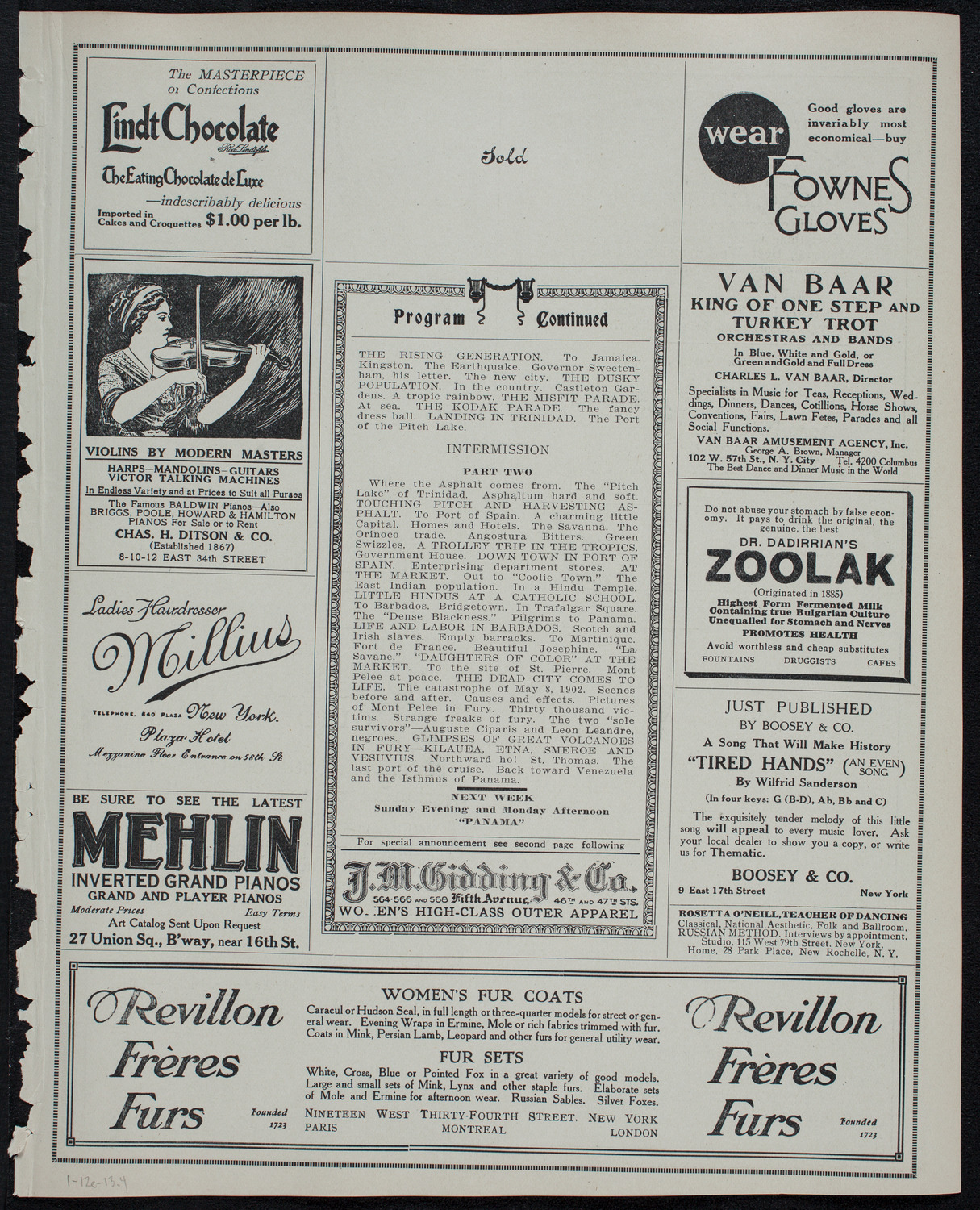 Burton Holmes Travelogue: The West Indies, January 12, 1913, program page 7