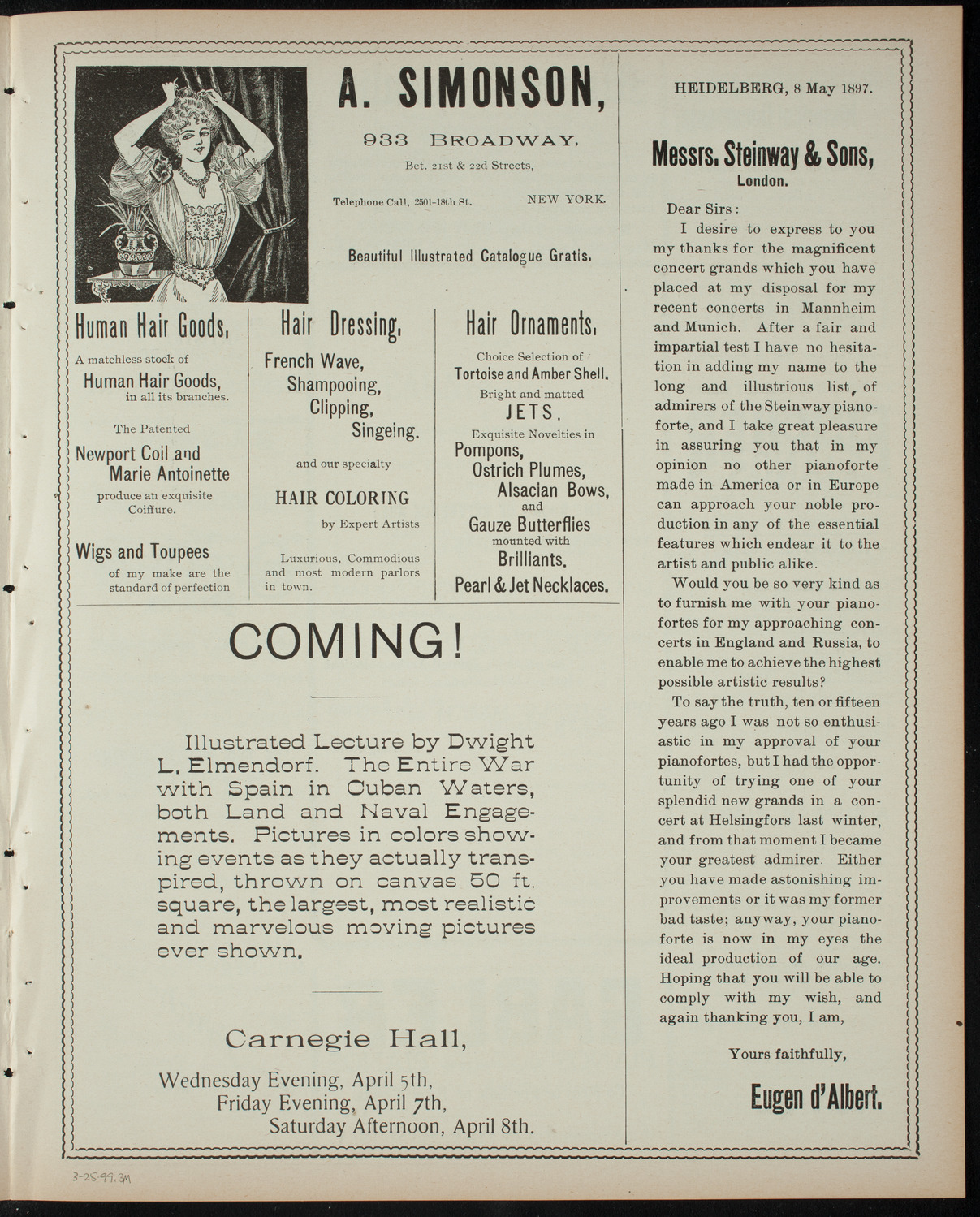 Comparative Literature Society Saturday Morning Conference, March 25, 1899, program page 5