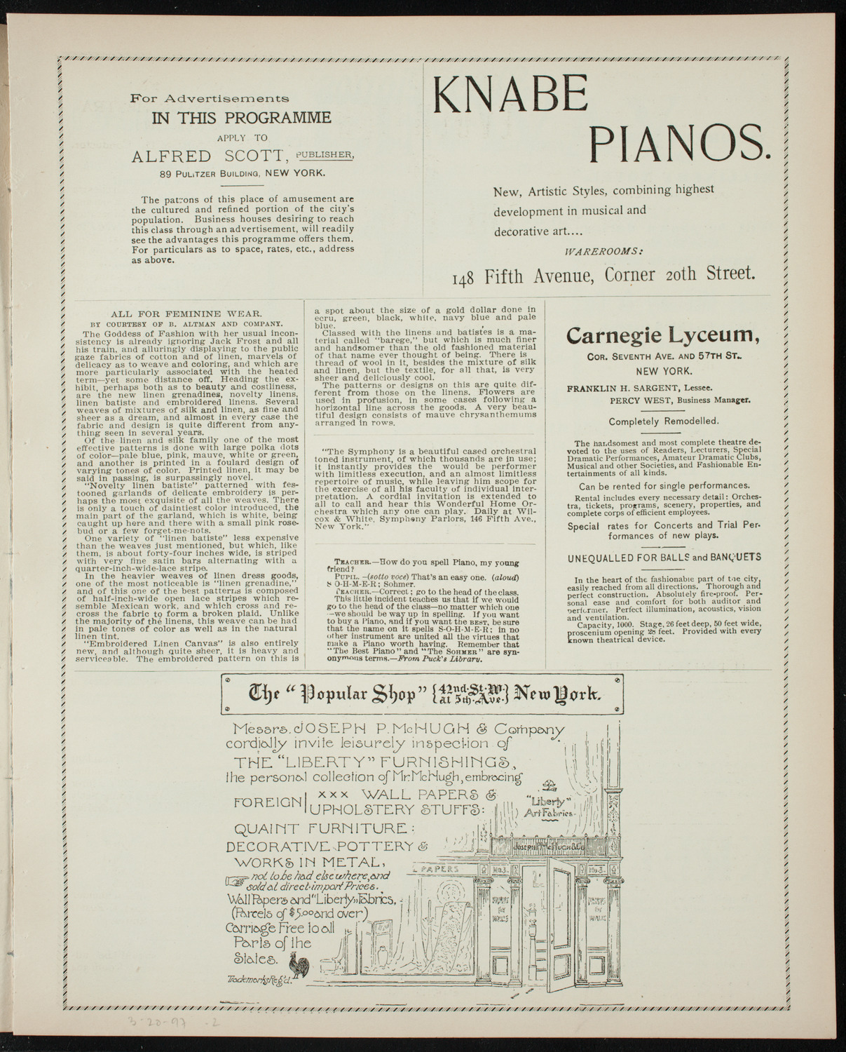 New York Symphony Orchestra, March 20, 1897, program page 3