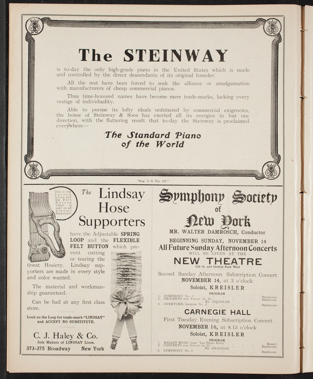 New York Philharmonic, November 10, 1909, program page 4