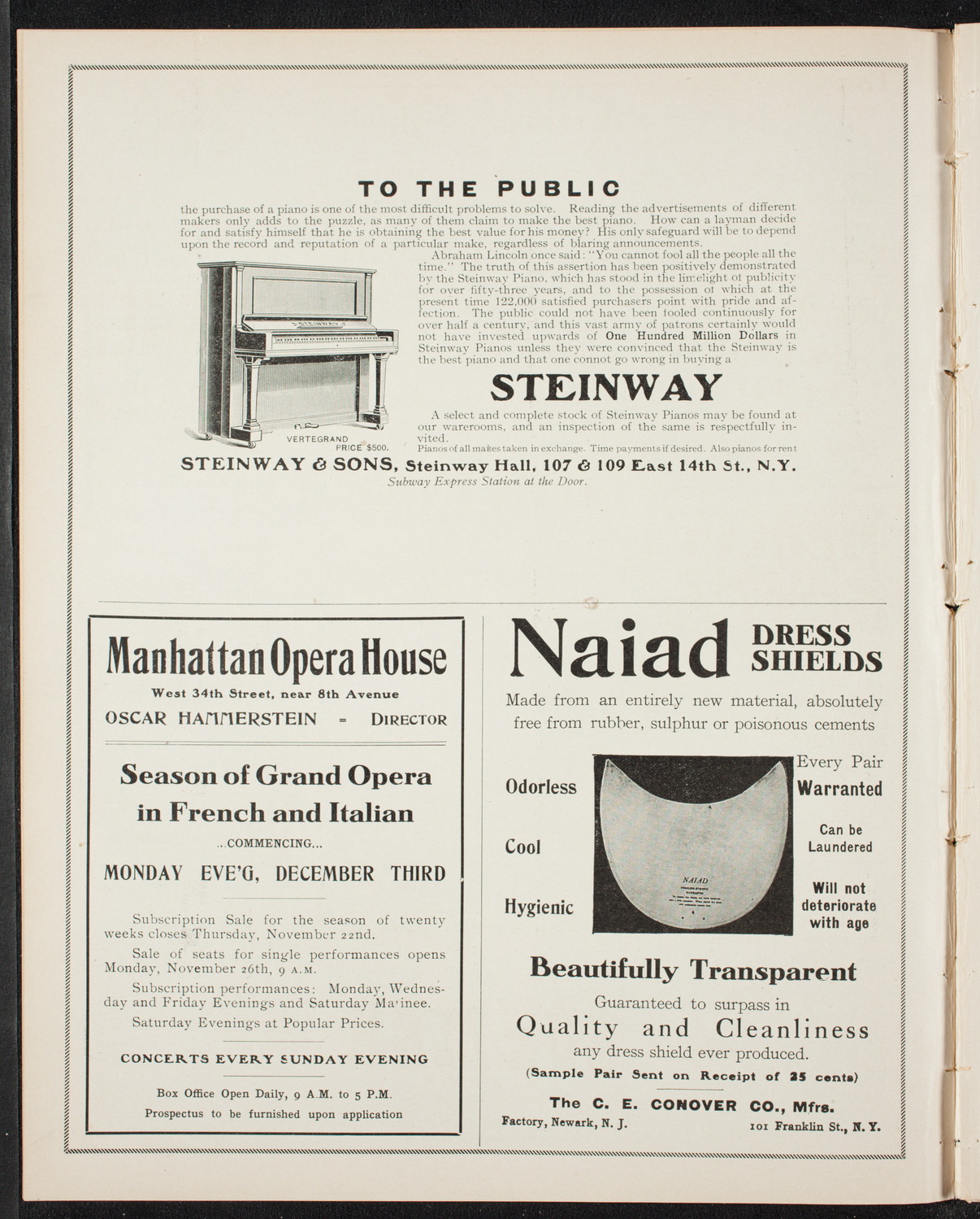 Josef Lhévinne, Piano, November 22, 1906, program page 4